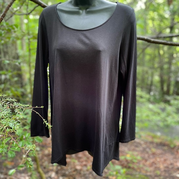 Purejill Dipped Hem Blk A-Line Top - Picture 3 of 4